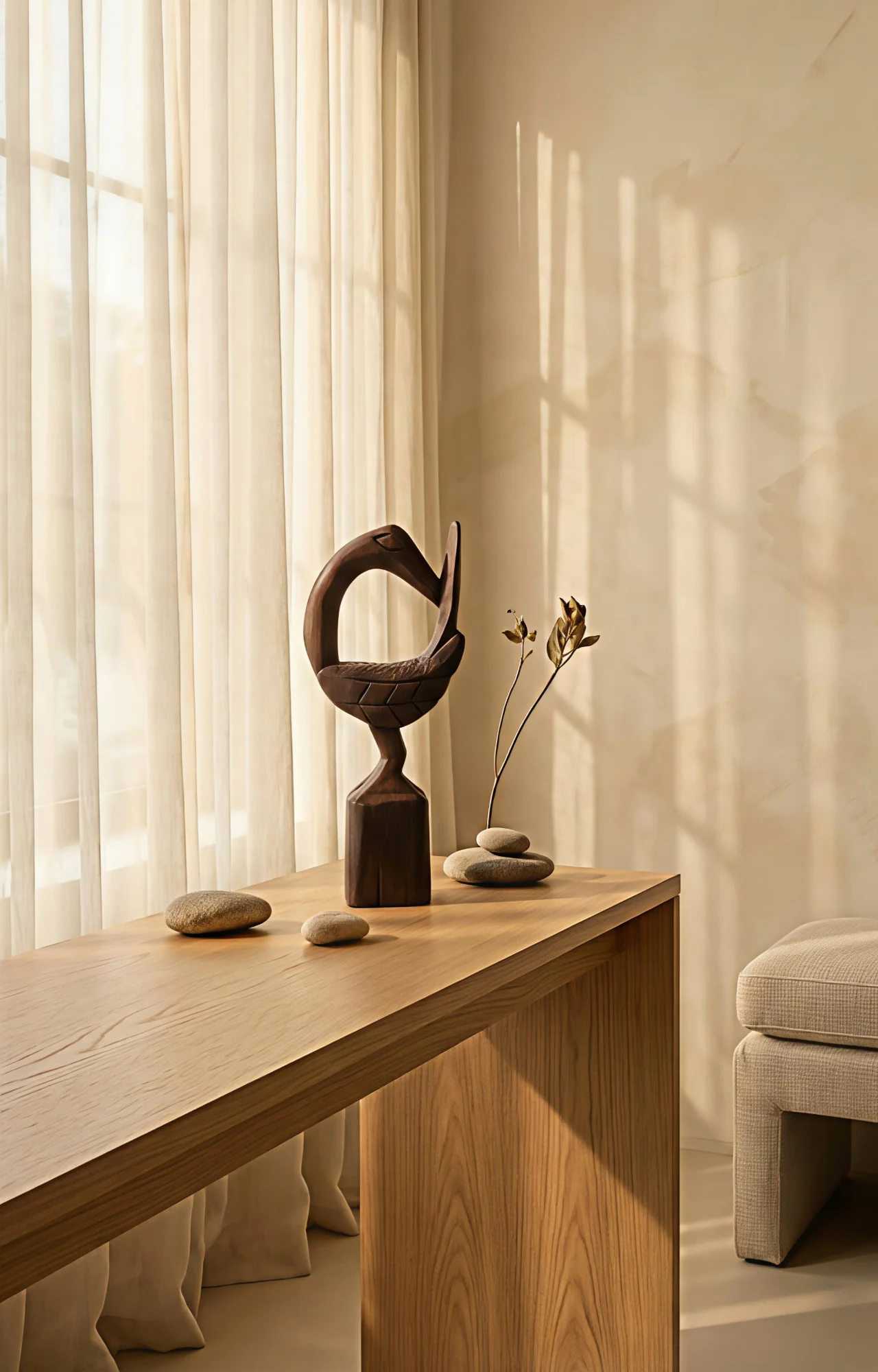 Traditional wooden Sankofa bird sculpture representing the principle of retrieving what matters from the past